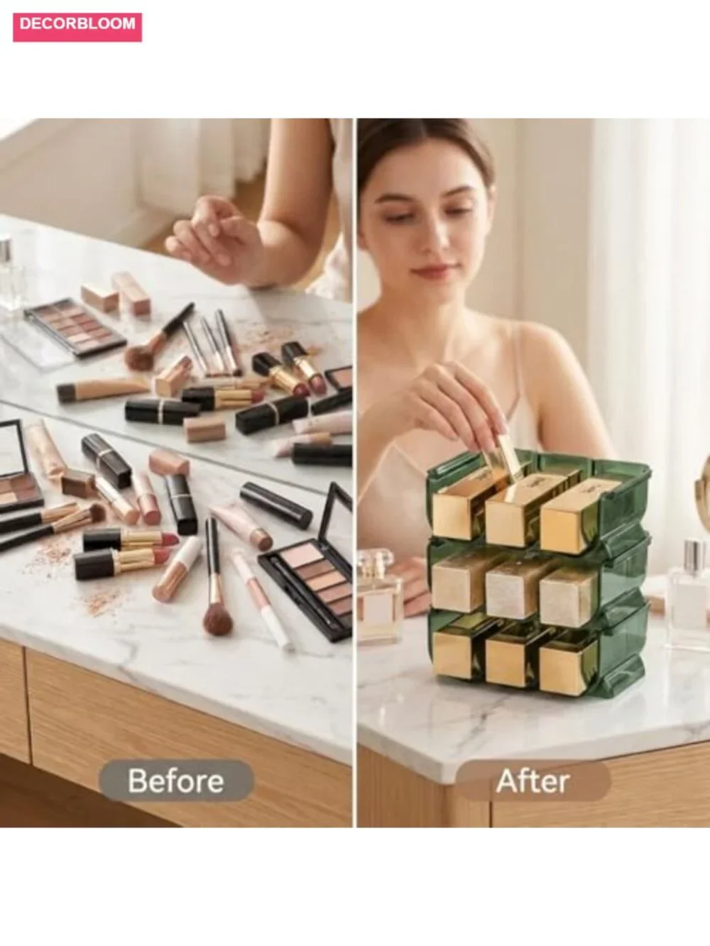 3-Tier Acrylic Lipstick Organizer, Stackable Cosmetic Display Case, 9 Slot
